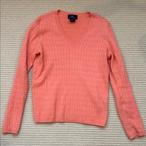 Brooks brothers cotton coral v-neck sweater, size S
